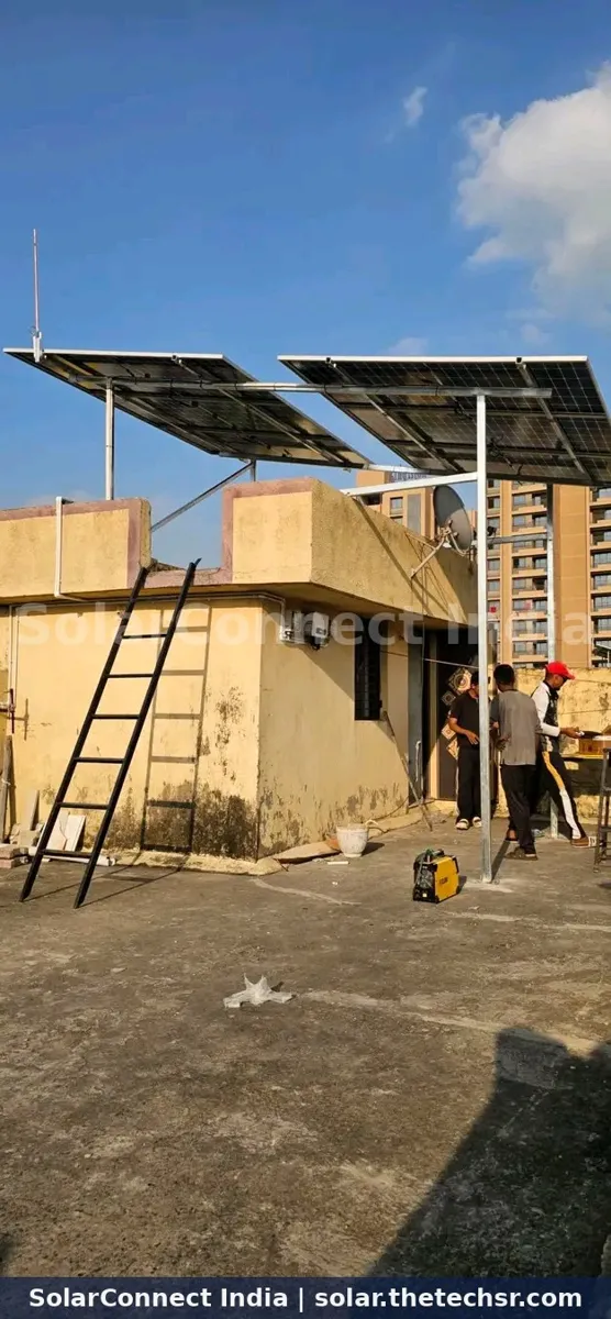 Rooftop solar structure installation in progress by SolarConnect India team