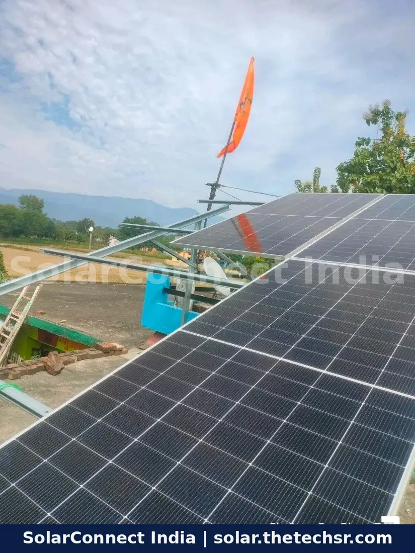 Rooftop solar panels on a rural home by SolarConnect India team