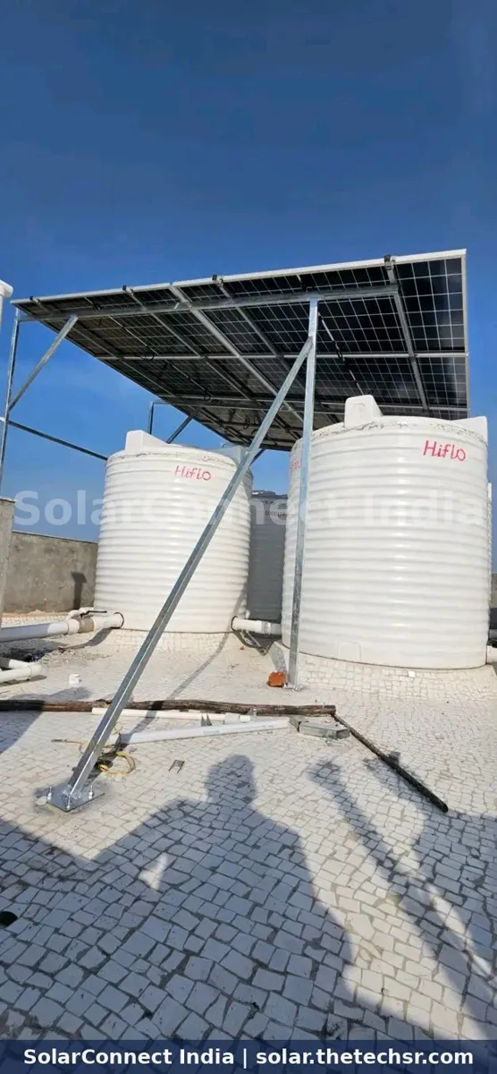 Elevated rooftop solar structure by SolarConnect India team