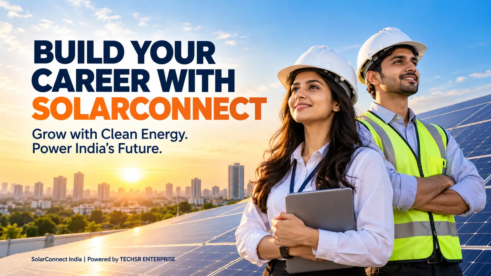 Careers at SolarConnect India – solar engineers on a rooftop solar project