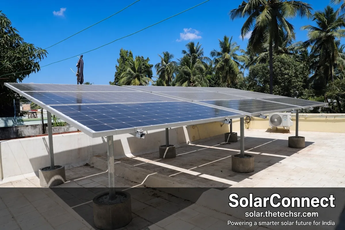 Elevated rooftop solar structure on an Indian home – SolarConnect India rooftop solar installation gallery