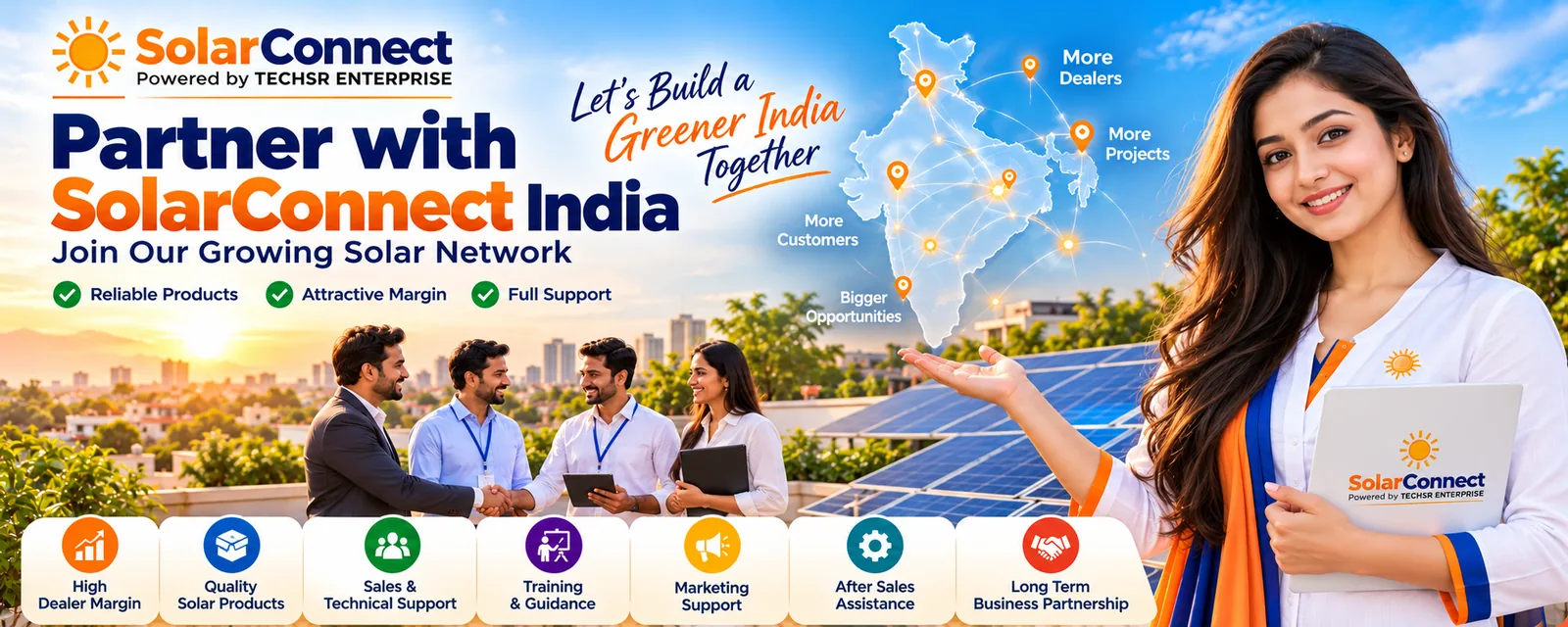 Partner with SolarConnect India - join the growing pan-India solar dealer network (illustration)