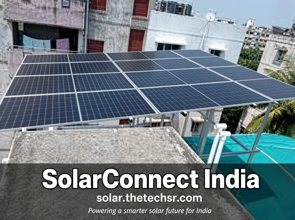 Rooftop solar panels on a city terrace in India – SolarConnect India rooftop solar installation gallery