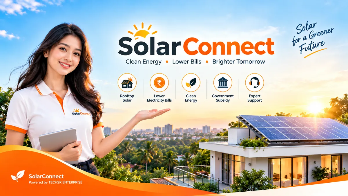 SolarConnect rooftop solar for homes with PM Surya Ghar subsidy support (illustration)