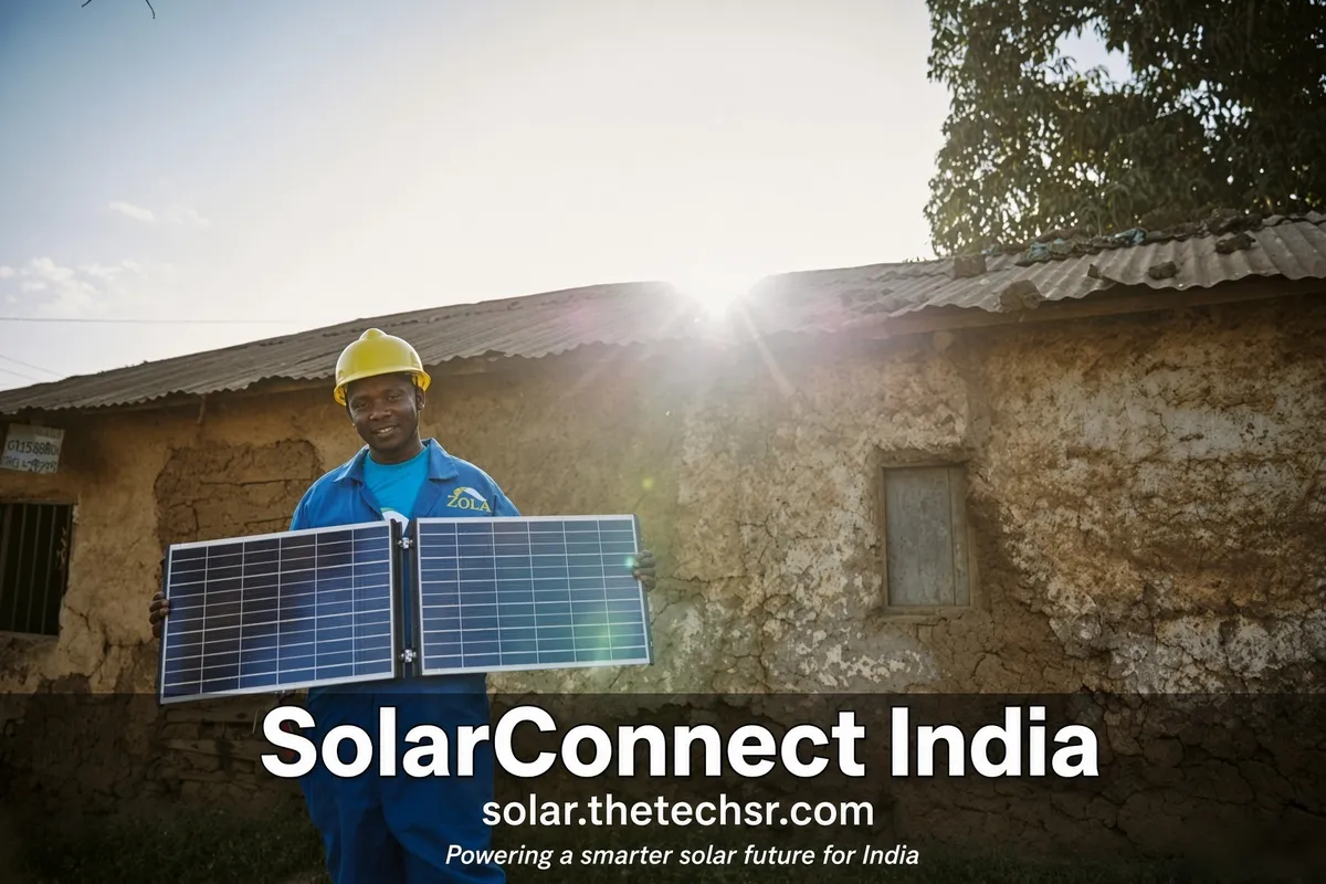 Solar panel being carried to a rural Indian home – SolarConnect India solar installation gallery