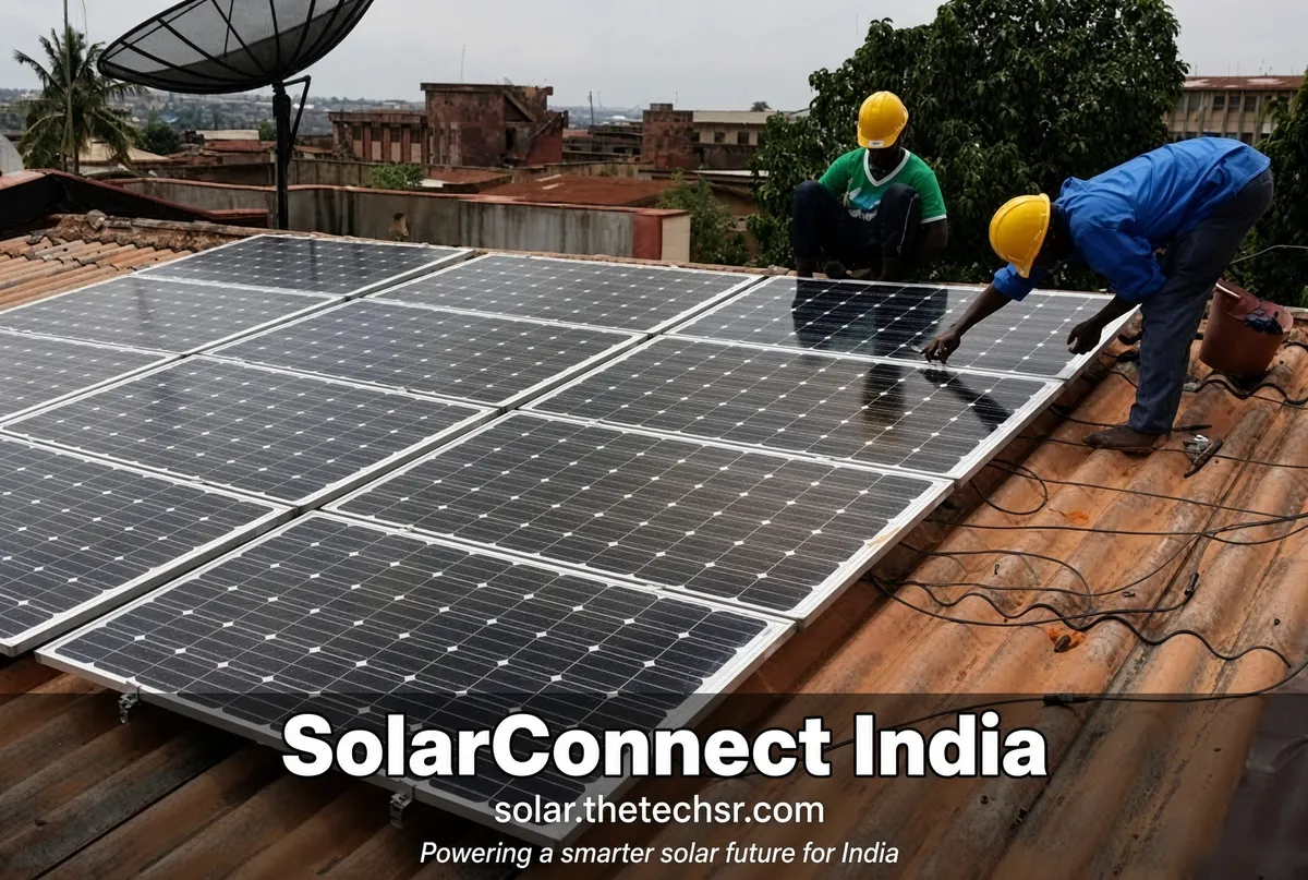 Solar panel installation on a tiled roof in India – SolarConnect India rooftop solar installation gallery