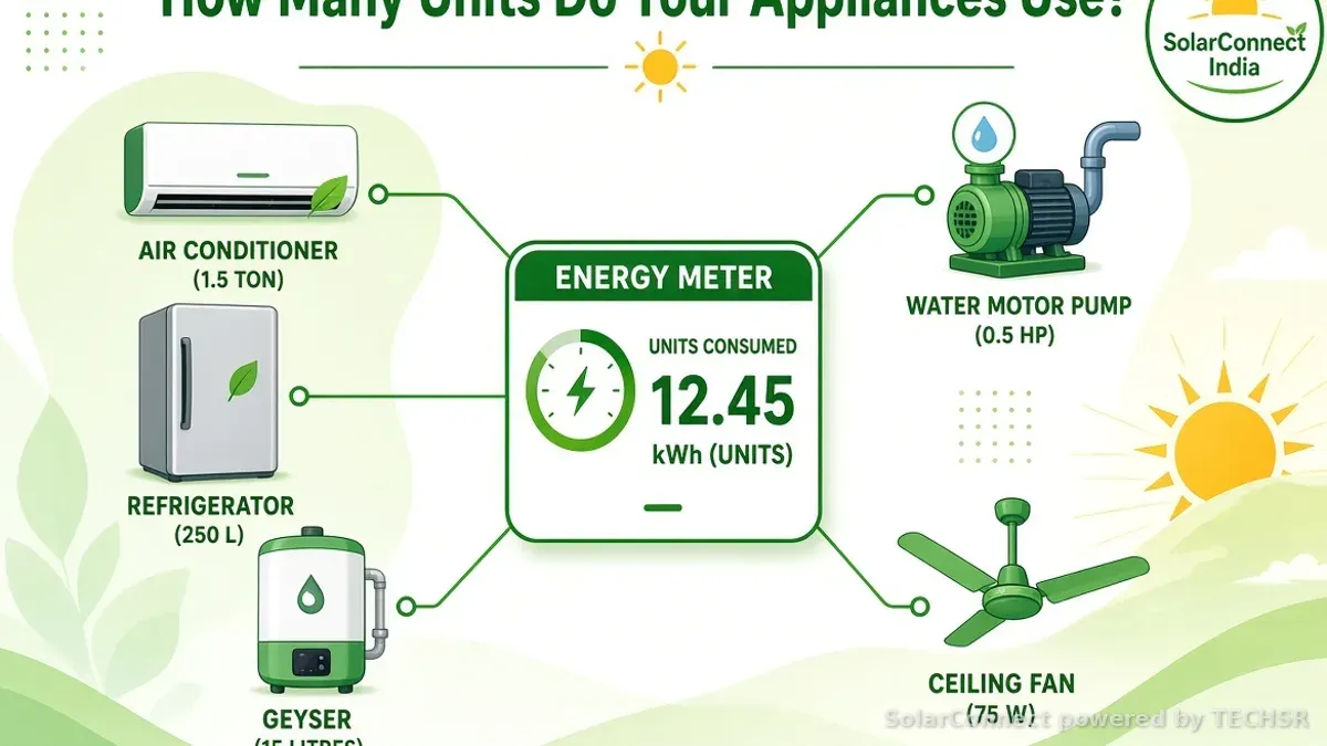 Home appliances like AC, geyser and fridge with unit usage