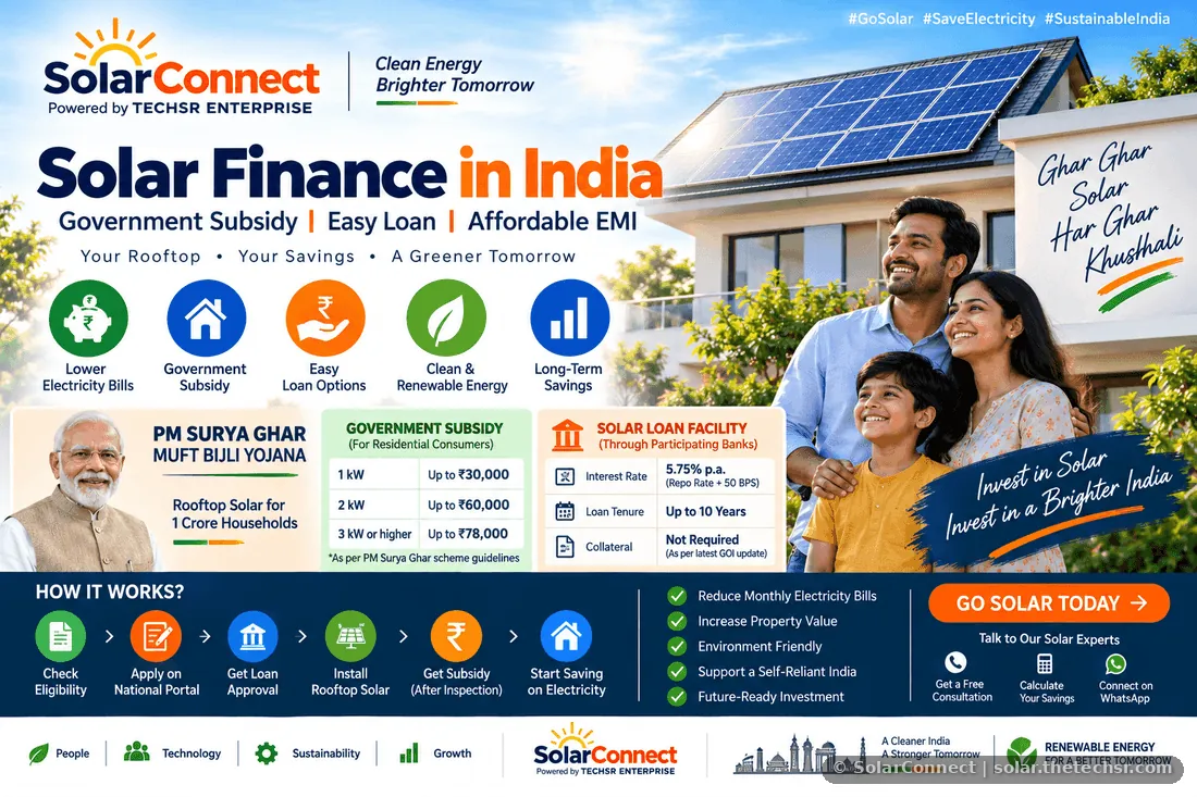 Solar Finance in India: Government Subsidy, Rooftop Solar Loans and EMI Options Under PM Surya Ghar