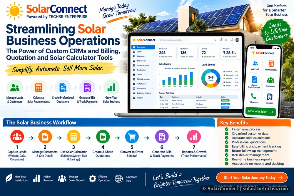 Streamlining Solar Business Operations: The Power of Custom CRMs and Billing, Quotation and Solar Calculator Tools