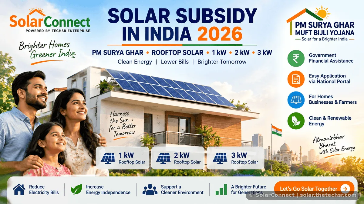 Solar Subsidy in India 2026: PM Surya Ghar, Rooftop Solar, 1kW to 3kW Subsidy & Complete Guide