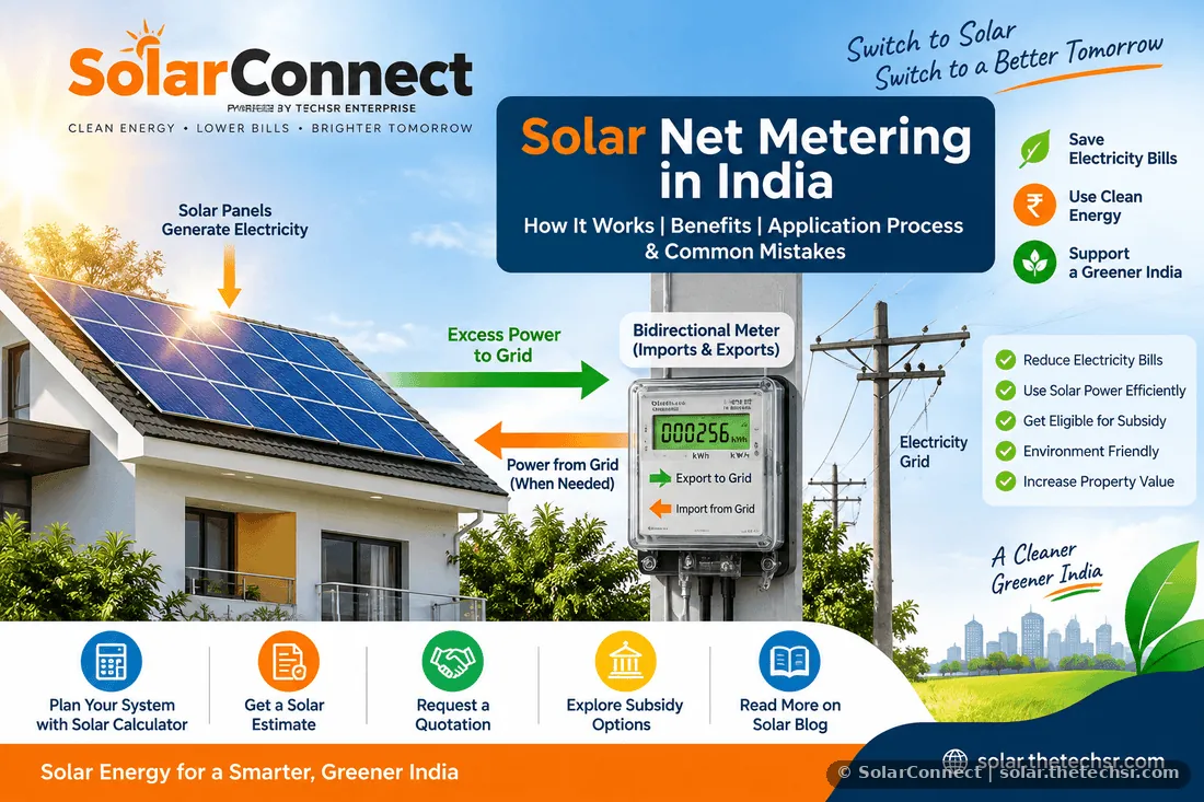 Solar Net Metering in India: How Rooftop Solar Net Metering Works, Electricity Bill Savings, Application Process & Common Mistakes