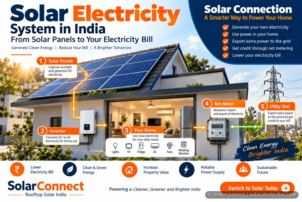 Solar Electricity System in India: How Solar Connection Works from Solar Panel to Electricity Bill