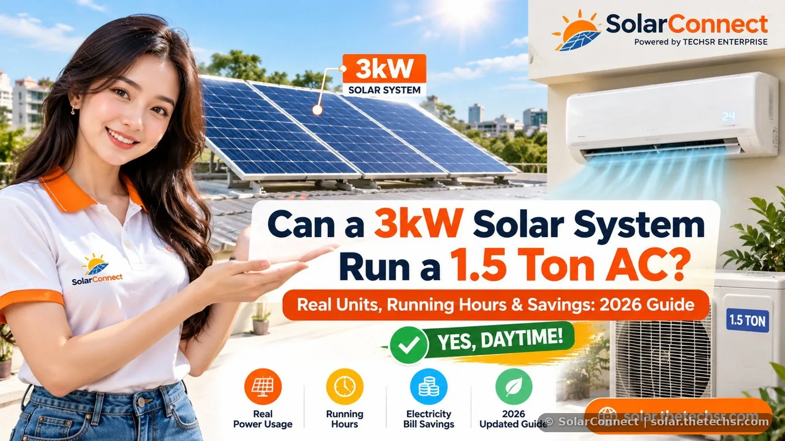 Can 3kW Solar Run a 1.5 Ton AC? Yes, With Limits (2026)
