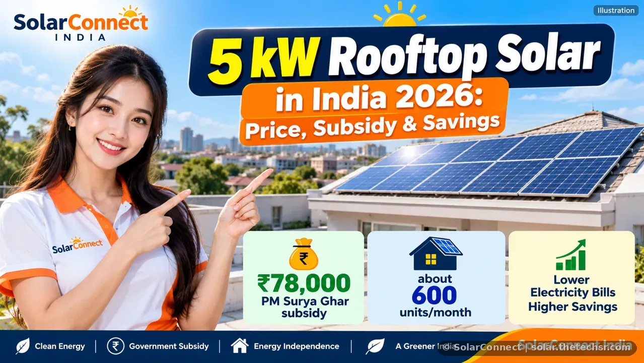 5 kW Rooftop Solar System Price in India 2026: Cost, Subsidy and Savings