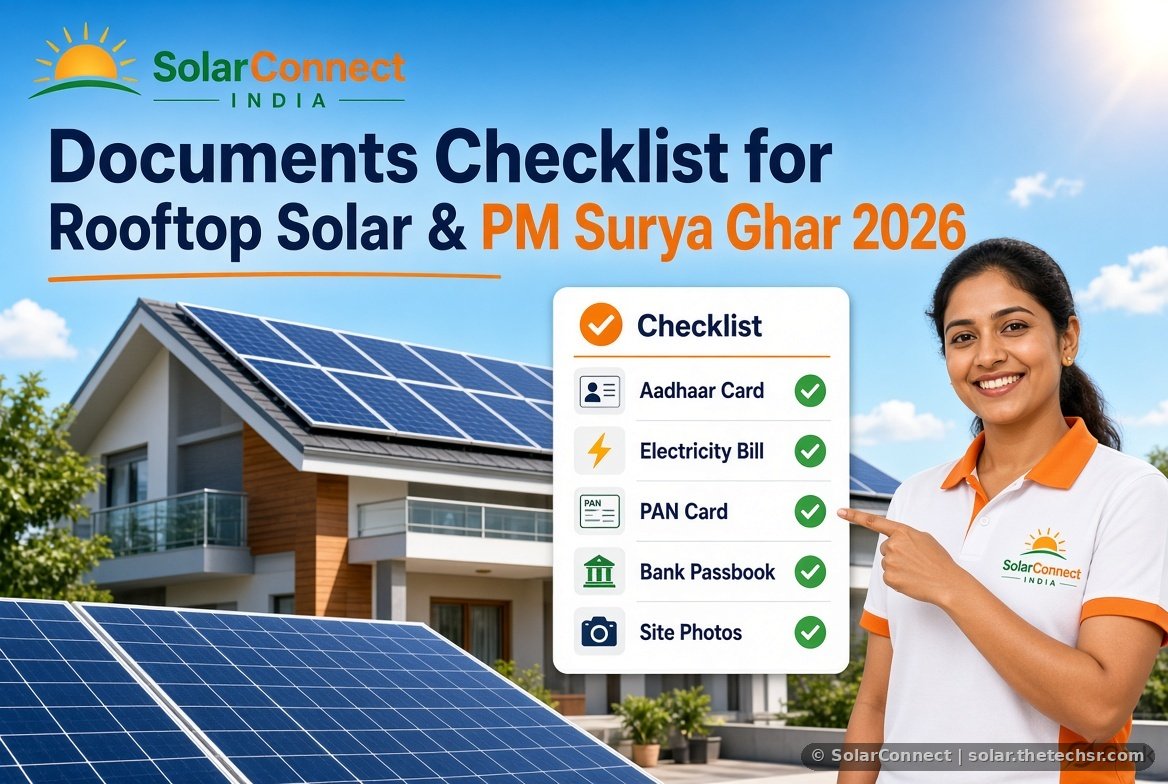 Solar Documents Checklist 2026: Aadhaar, Electricity Bill, PAN & Site Survey (PM Surya Ghar) – SolarConnect blog