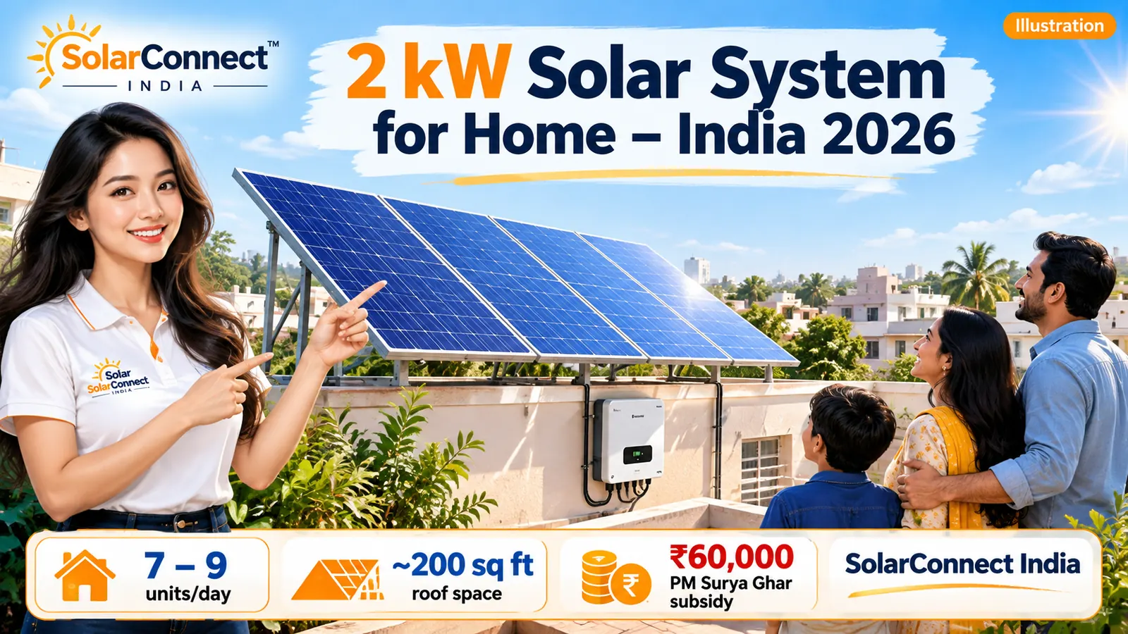 2 kW Solar System for Home in India 2026: Units per Day, Roof Space and ₹60,000 PM Surya Ghar Subsidy
