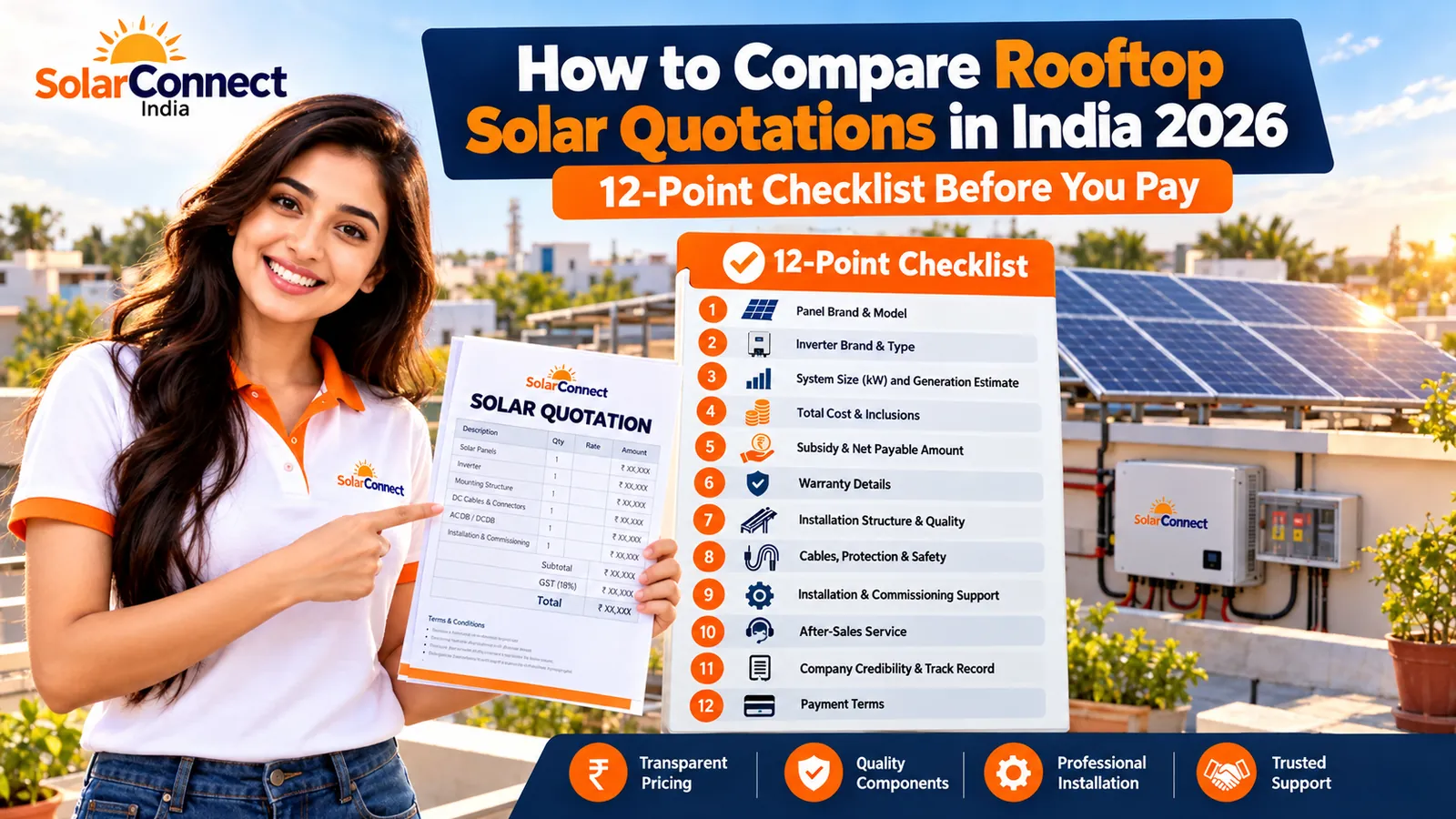 How to Compare Rooftop Solar Quotations in India 2026: 12-Point Checklist Before You Pay